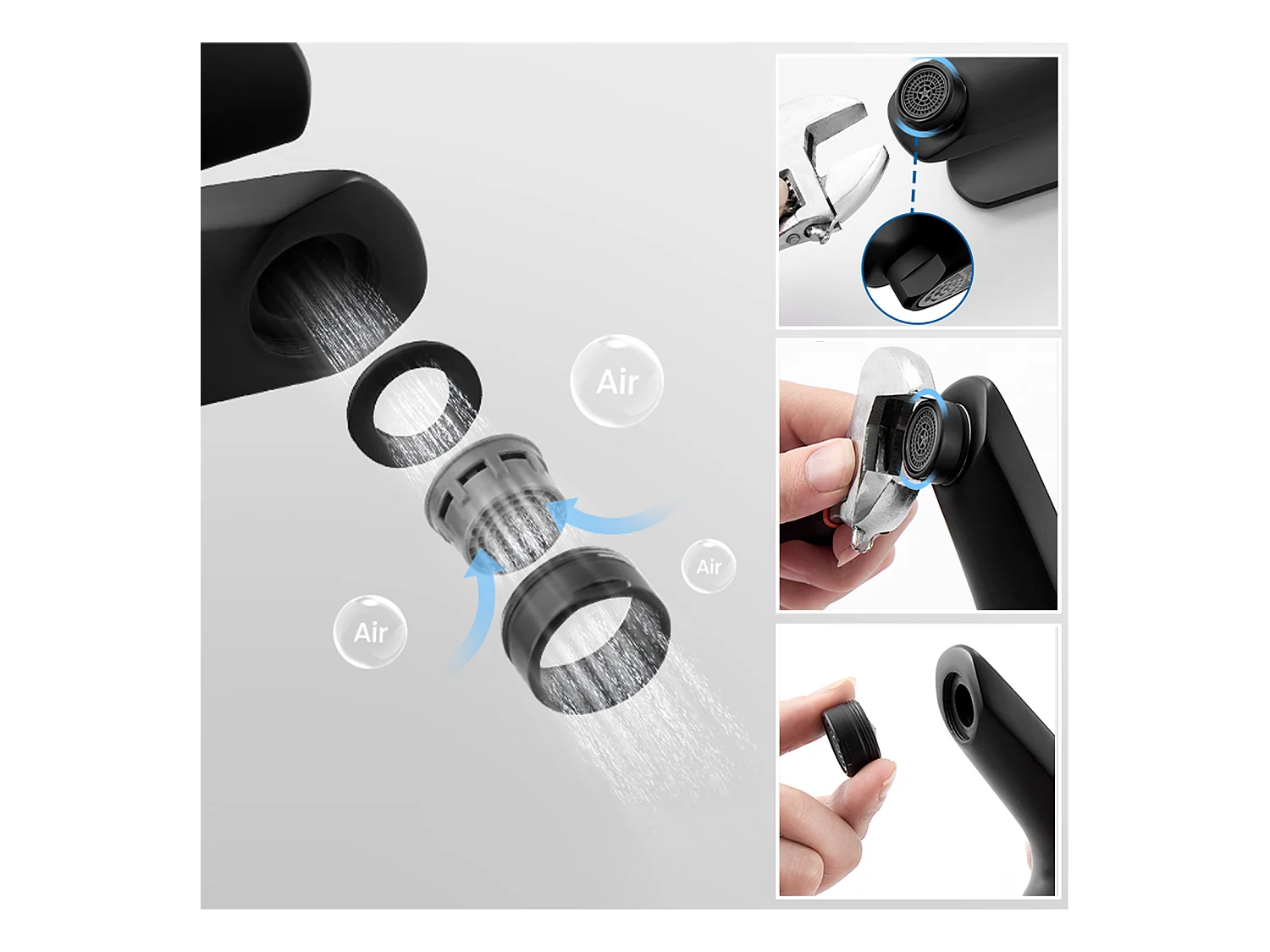 Auralum max Mezclador Lavabo MOnotrou con Agujero Tirador Vaciado,Grifo Baño Negro+Porta Toalla Cuarto Baño Adhesivo/Perforación,en Inox,Negro,40 CM