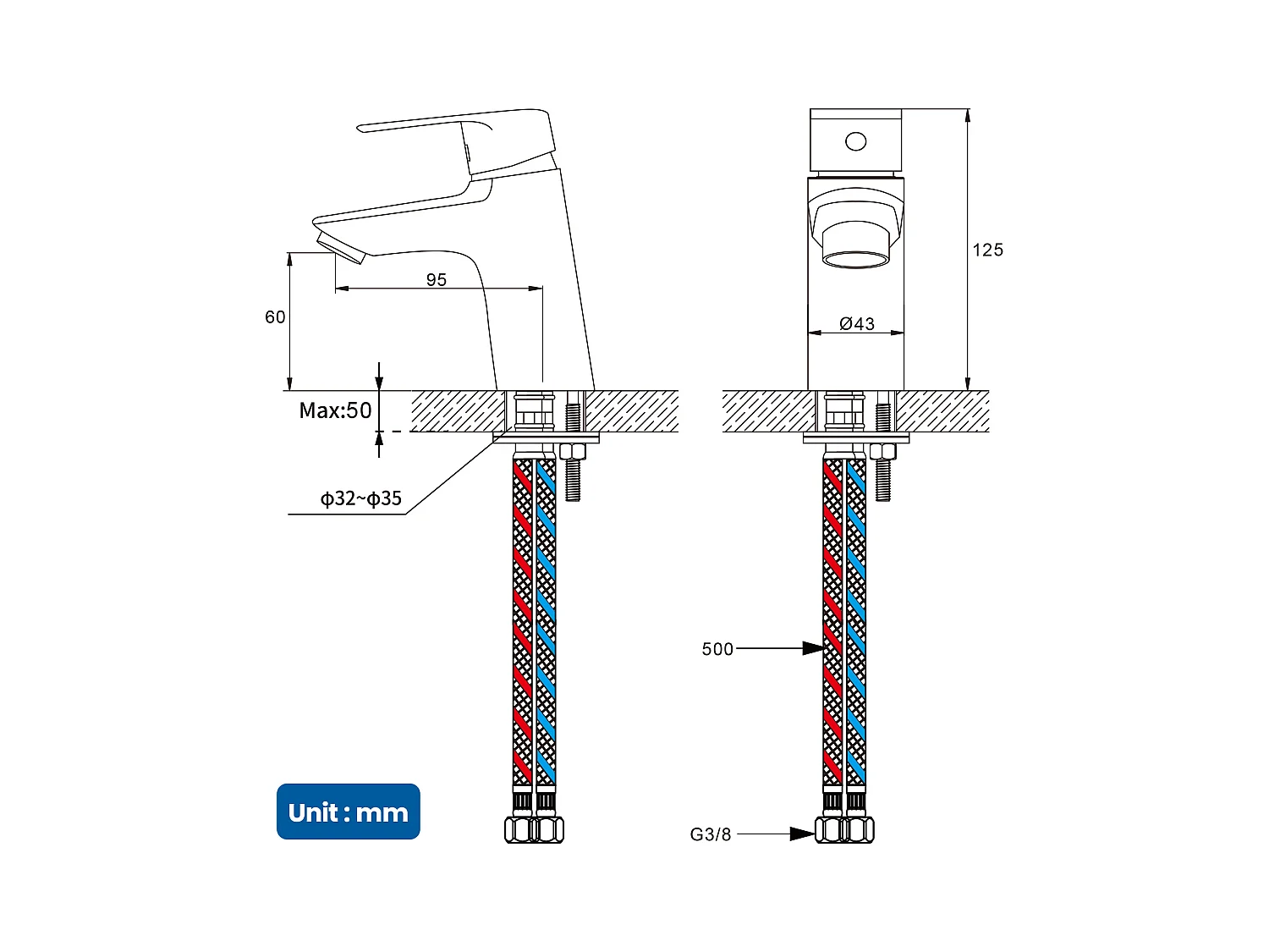 Auralum max Mezclador Lavabo MOnotrou con Agujero Tirador Vaciado,Grifo Baño Negro+Porta Toalla Cuarto Baño Adhesivo/Perforación,en Inox,Negro,40 CM