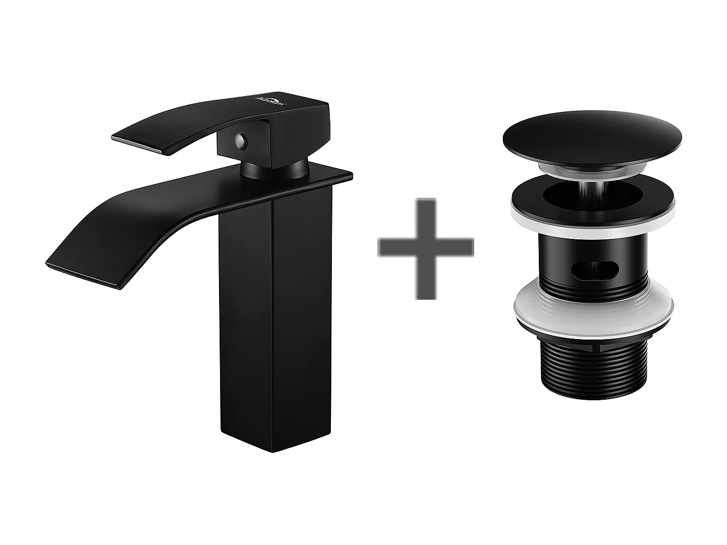 Wastafelmengkraan Waterval Wastafelkraan/Wastafelkraan + Wastafelkraan Pop-up met Overloop Automatisch Universeel, Zwart