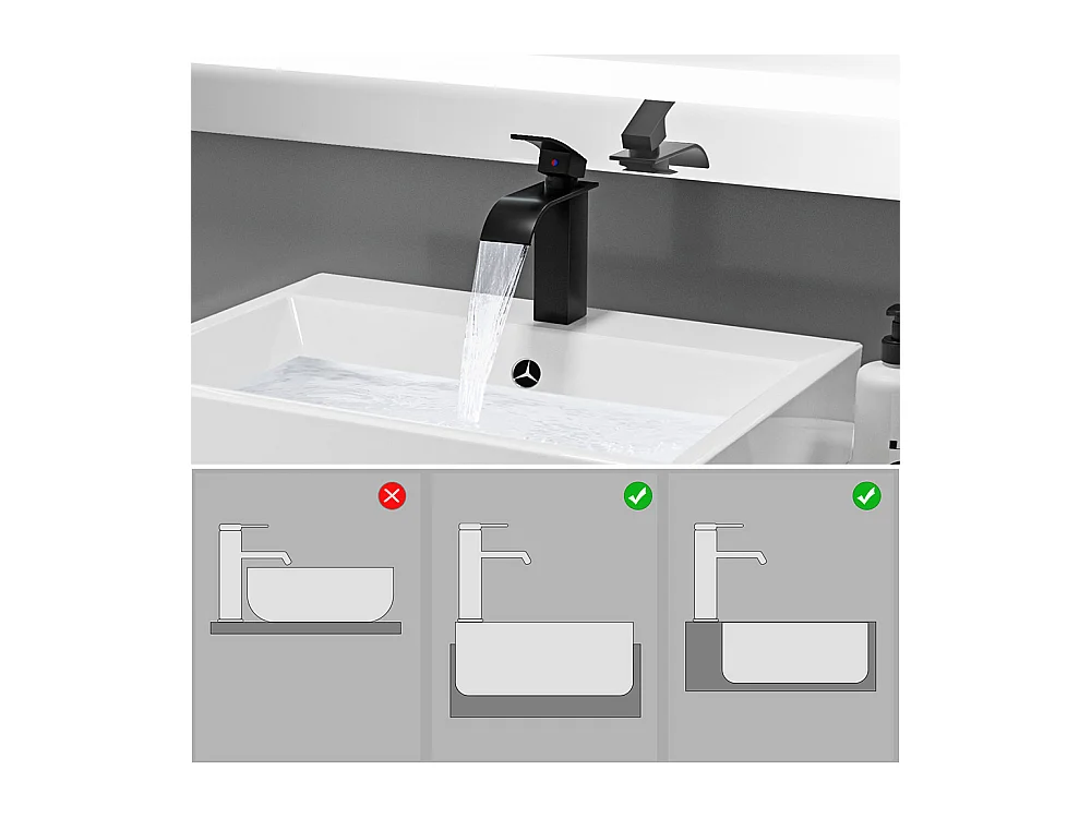 Wastafelmengkraan Waterval Wastafelkraan/Wastafelkraan + Wastafelkraan Pop-up met Overloop Automatisch Universeel, Zwart