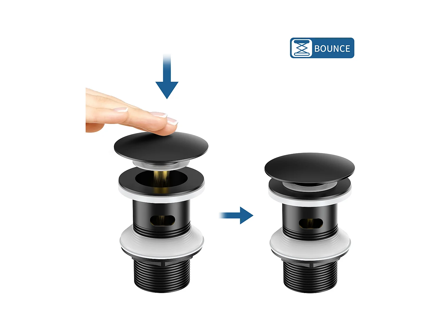 Wastafelmengkraan Waterval Wastafelkraan/Wastafelkraan + Wastafelkraan Pop-up met Overloop Automatisch Universeel, Zwart