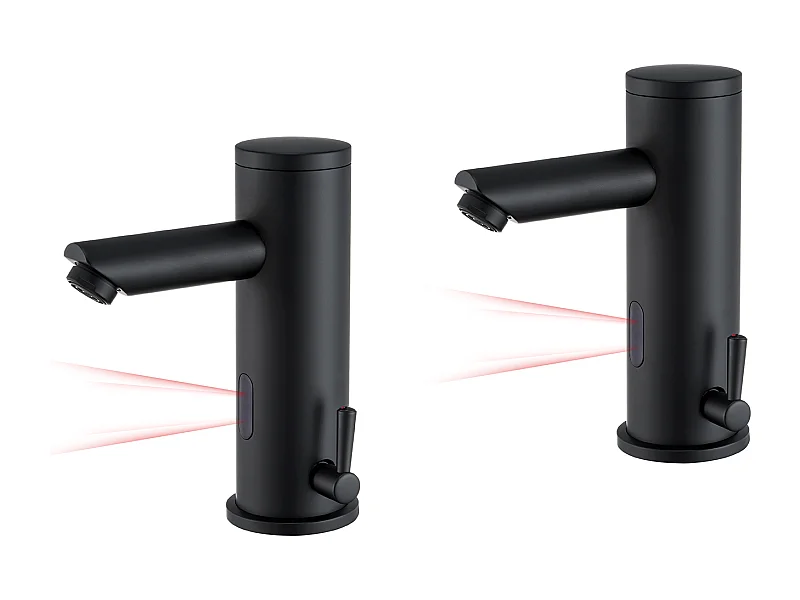2 pcs Auralum max mezclador lavabo electrónico infrarrojo mezclador automático de agua fría/caliente grifo de lavabo de baño automático de latón,negro