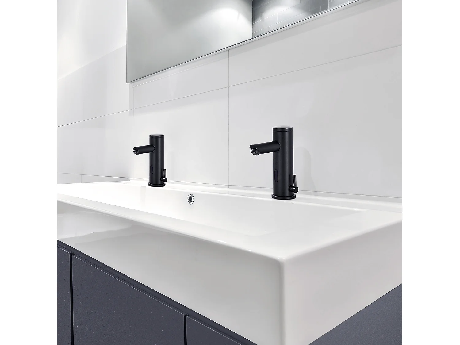 2st Auralum max Elektronische Infrarood Wastafelmengkraan Koud/Warm Water Automatische MessingWastafel Automatische Badkamer Wastafelkraan,Zwart