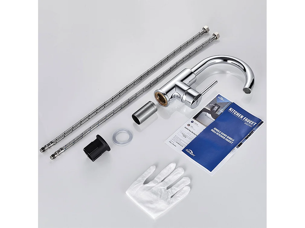 AuraLum Max Badezimmer-Waschbeckenarmatur, U-Form, hoher Auslauf, Waschtischarmatur, glänzendes Chrom, 360° drehbar, moderne Waschtischarmatur, EU-Modell