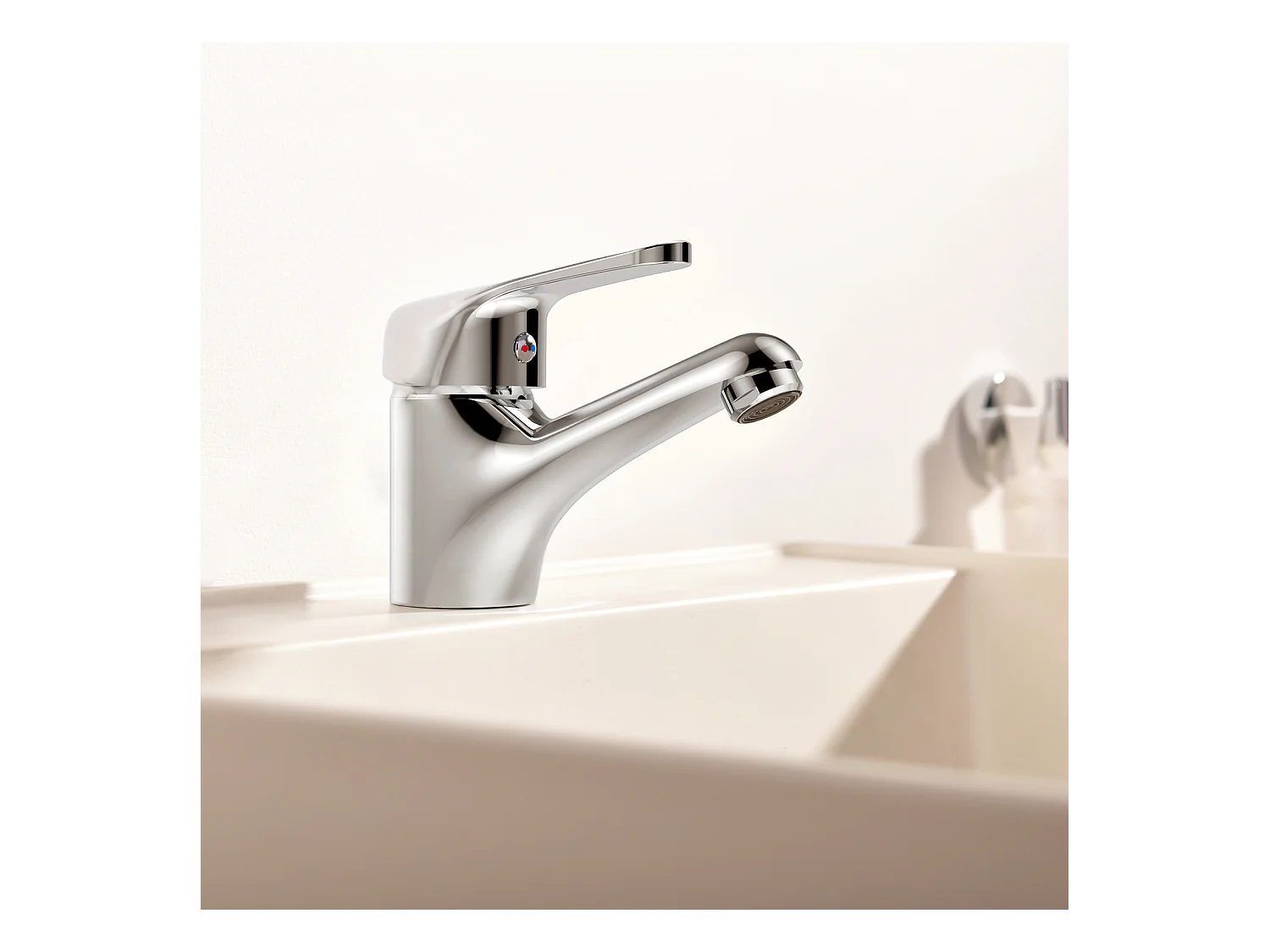 Auralum max Mitigeur Lavabo Monotrou sans Tirette Vidage, Chromé Robinetterie Lavabo en Laiton+Ensemble Salle Bain Accessoire 6 Pièces,Inox,Brossé