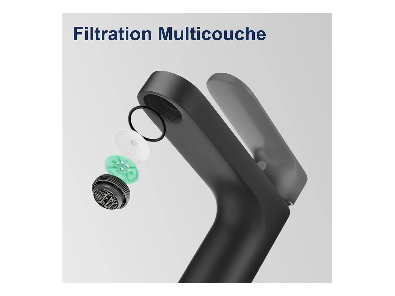 AuraLum Max Zwarte Wastafelkraan, Messing Badkamermengkraan, Koud en Warm Water, Afneembaar Wasbak, EU Model