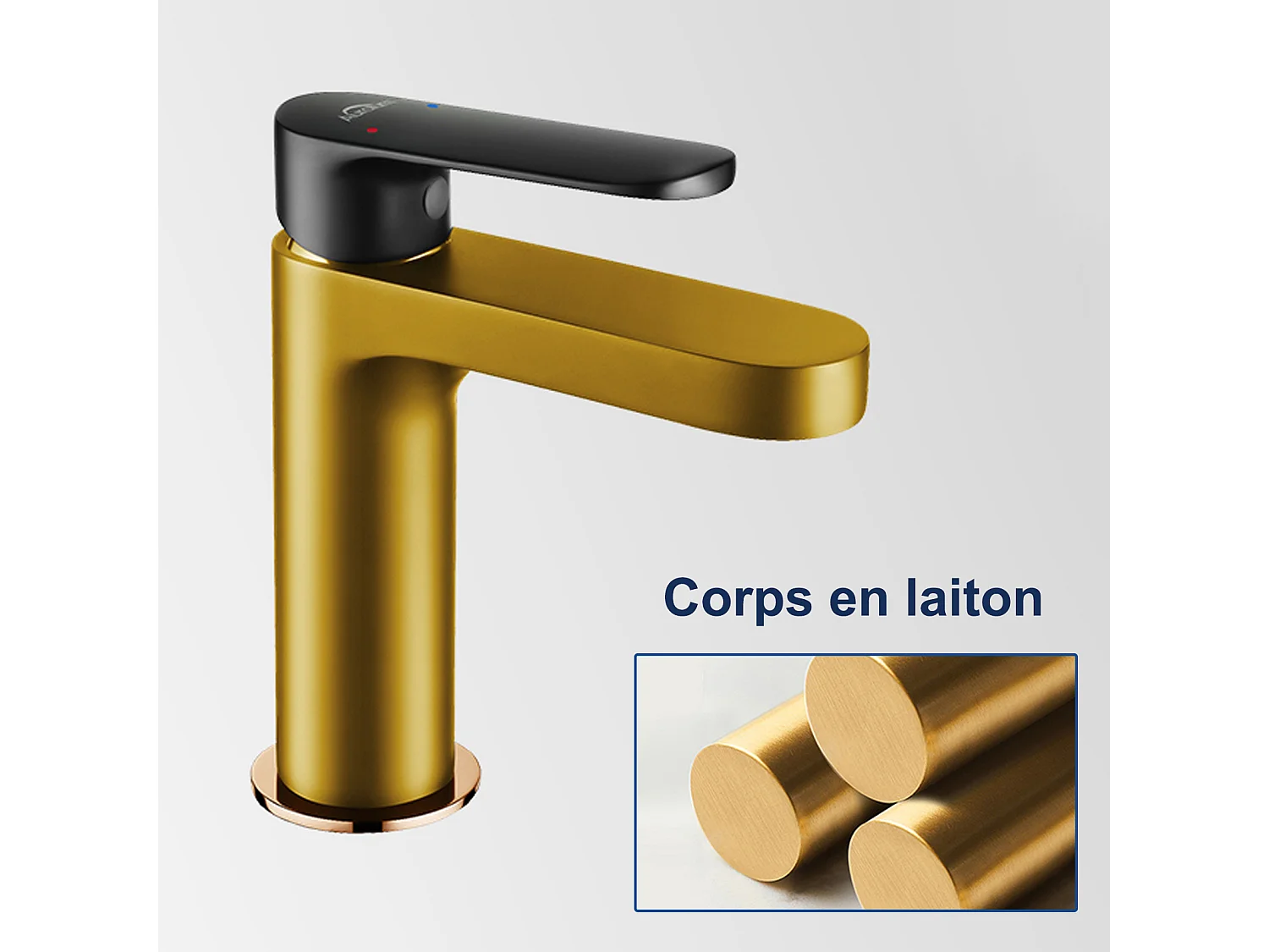 AuraLum Max Robinet de Lavabo Noir, Mitigeur Salle de Bain en Laiton, Eau froide et chaude, Barboteur démontable,EU Modèle