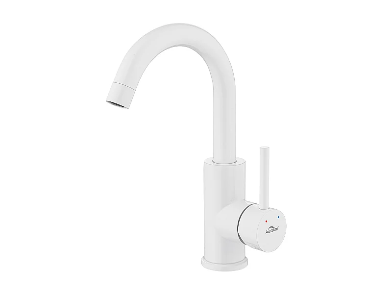 AuraLum Max Wastafelkraan Wit U-vorm Messing Koud/Warm Watermengkraan 360° Draaibare Wastafelkraan voor Badkamer, EU Model