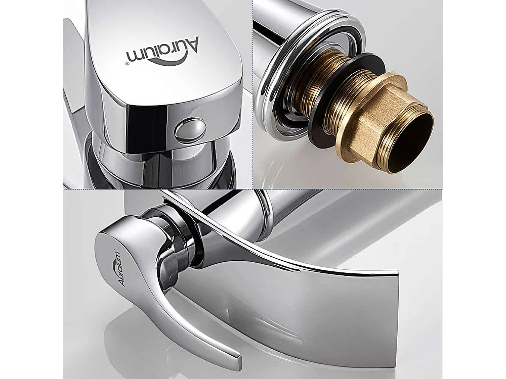 Wastafelmengkraan Waterval Wastafelkraan/Wastafel Hoge Uitloop Moocommand,Chroom+SIphon Wastafel U-vorm Sifonbuis Anti-geur, Ø32 mm, Chroom