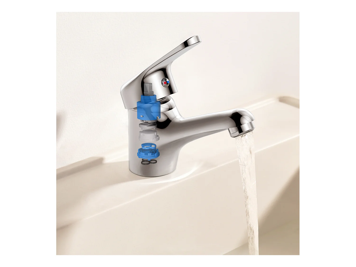 Auralum MAX Waschtischarmatur ohne Ablaufgarnitur, Badarmatur + Waschtischsiphon Edelstahl Anti-Geruch Siphon Rohrsiphon Ø32mm, Chrom