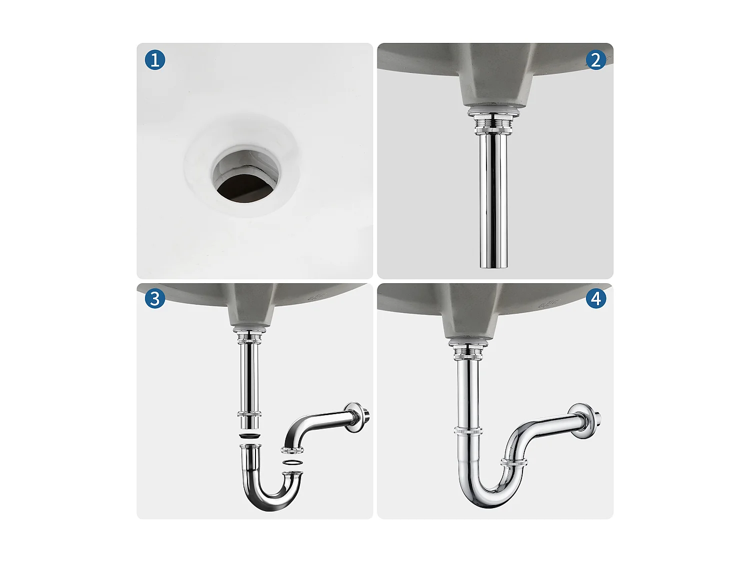 Mezclador Lavabo,RoBinet LavaboPivotante 360°,con Aireador Demotable+Sifón Lavabo Forma U Tubo de Sifón de Inox Anti-olores,Ø32 mm,Cromado