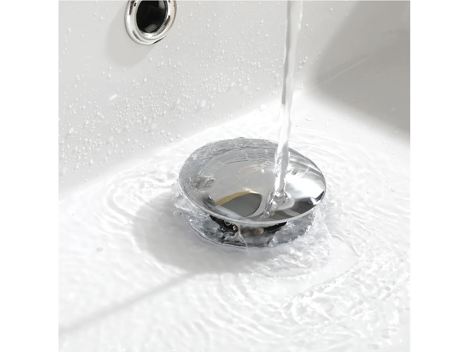 AuraLum Max Grifo para lavabo baño,caño alto,cromado brillante, giratorio 360°+desagüe emergente para lavabo con desbordamiento automático universal