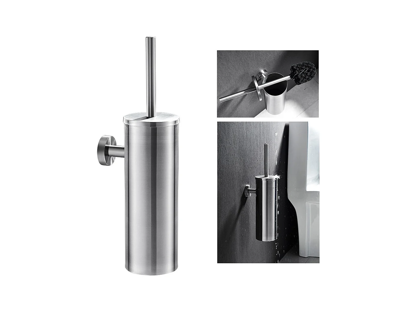 Auralum MAX Wastafelmengkraan Zonder Aftapkraan, Verchroomde Badkamerkraan + Toiletborstelhouder Roestvrij Staal Wandtoiletborstel