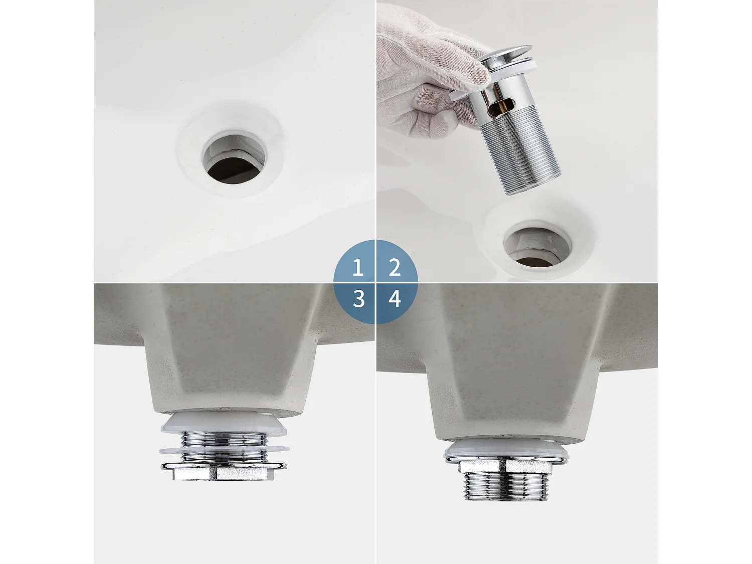 AURALUM MAX Bad-Waschtischarmatur, hoher Auslauf, Chrom glänzend, 360° drehbar + Waschbeckenablauf, Pop-Up-Ablauf mit automatischem Überlauf, universell