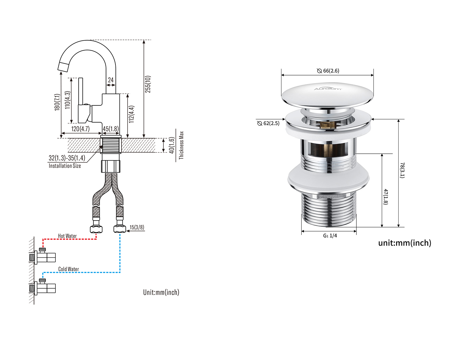 Auralum Max Rubinetto Lavabo Bagno Beccuccio Alto Cromato Lucido