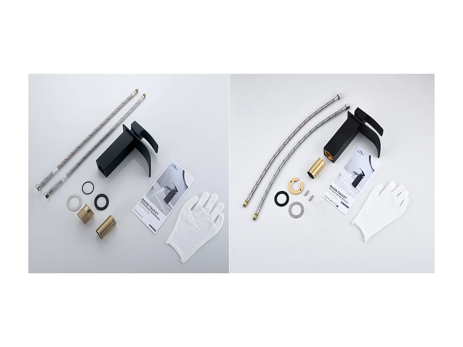 Rubinetto per lavabo a cascata di altezza totale 183mm + Miscelatore a cascata Bagno di altezza totale273mm, Rubinetteria a posa