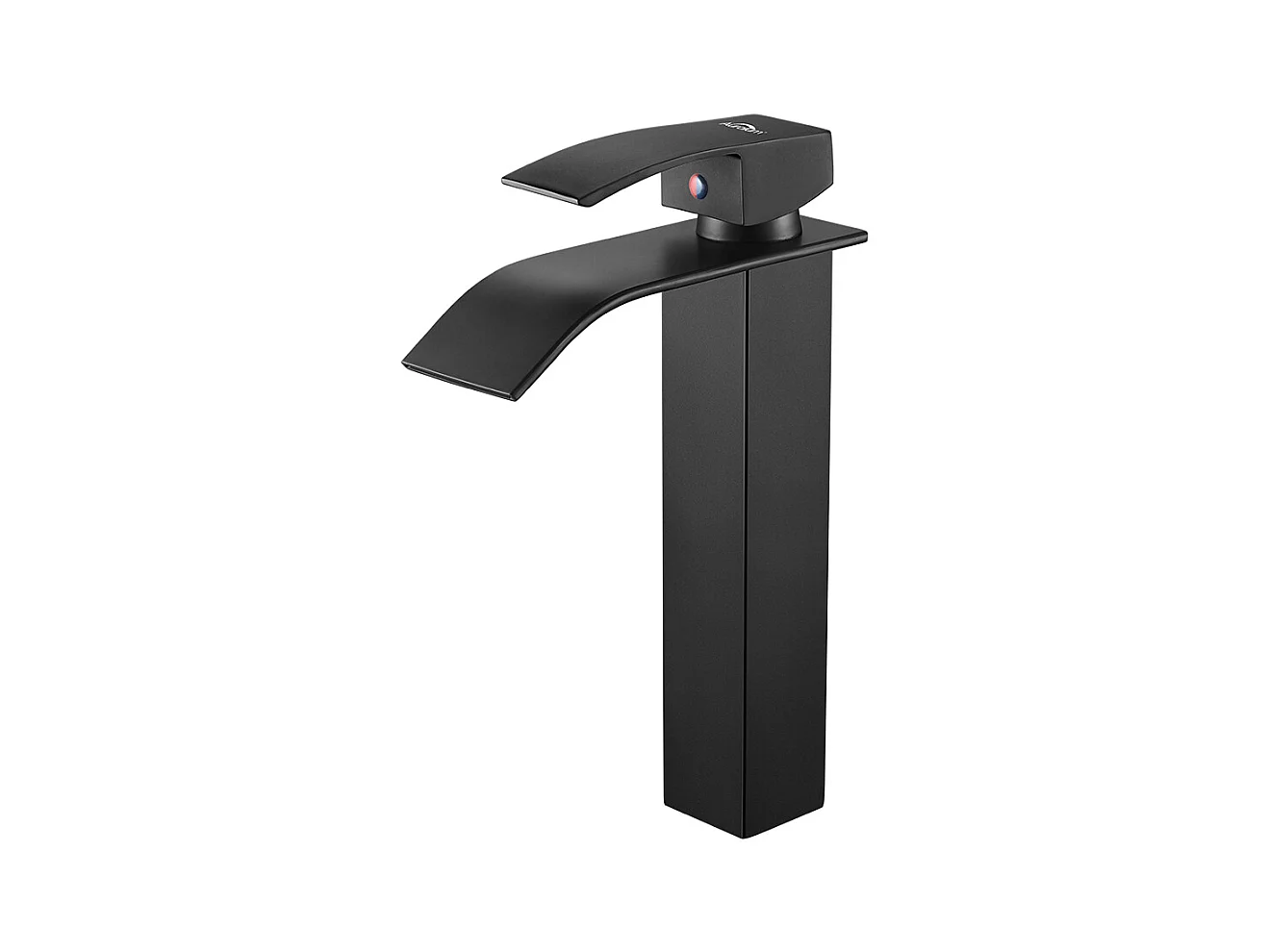 AuraLum Max Robinet de Lavabo Cascade Noir Bec Haut Mitigeur Vasque à Poser Robinet Salle de Bain en Laiton,EU Modèle