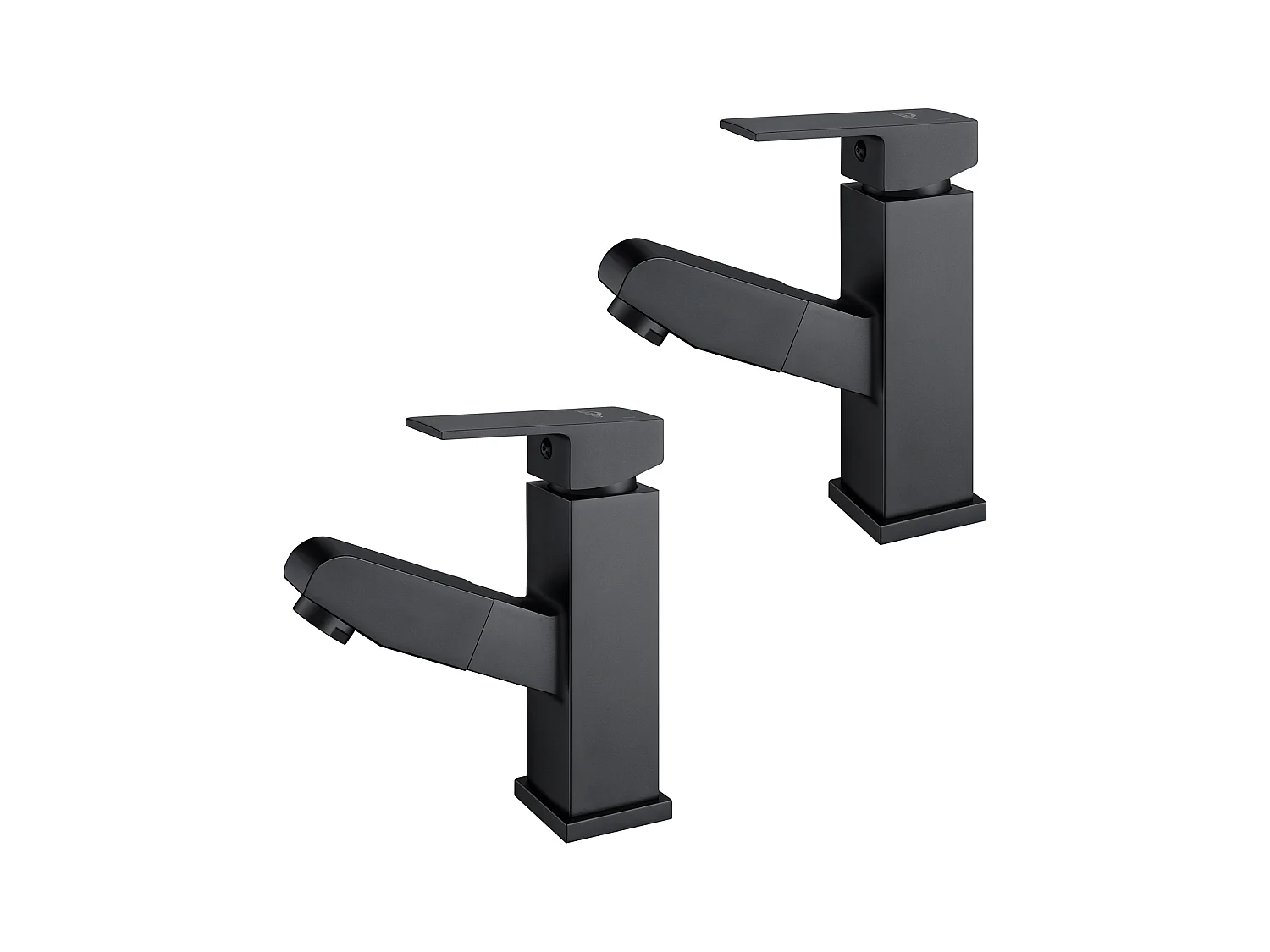 2pcs Mitigeur Lavabo avec Douchette Extractible Robinet Salle De Bain avec 2 Fonctions Robinetterie Mitigeur Eau Chaude Froide pour WC, Noir