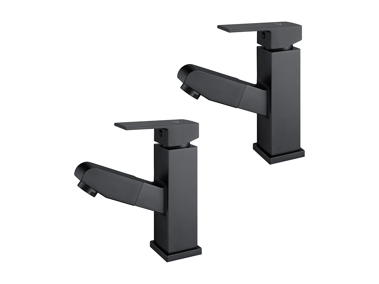 2pcs Mitigeur Lavabo avec Douchette Extractible Robinet Salle De Bain avec 2 Fonctions Robinetterie Mitigeur Eau Chaude Froide pour WC, Noir