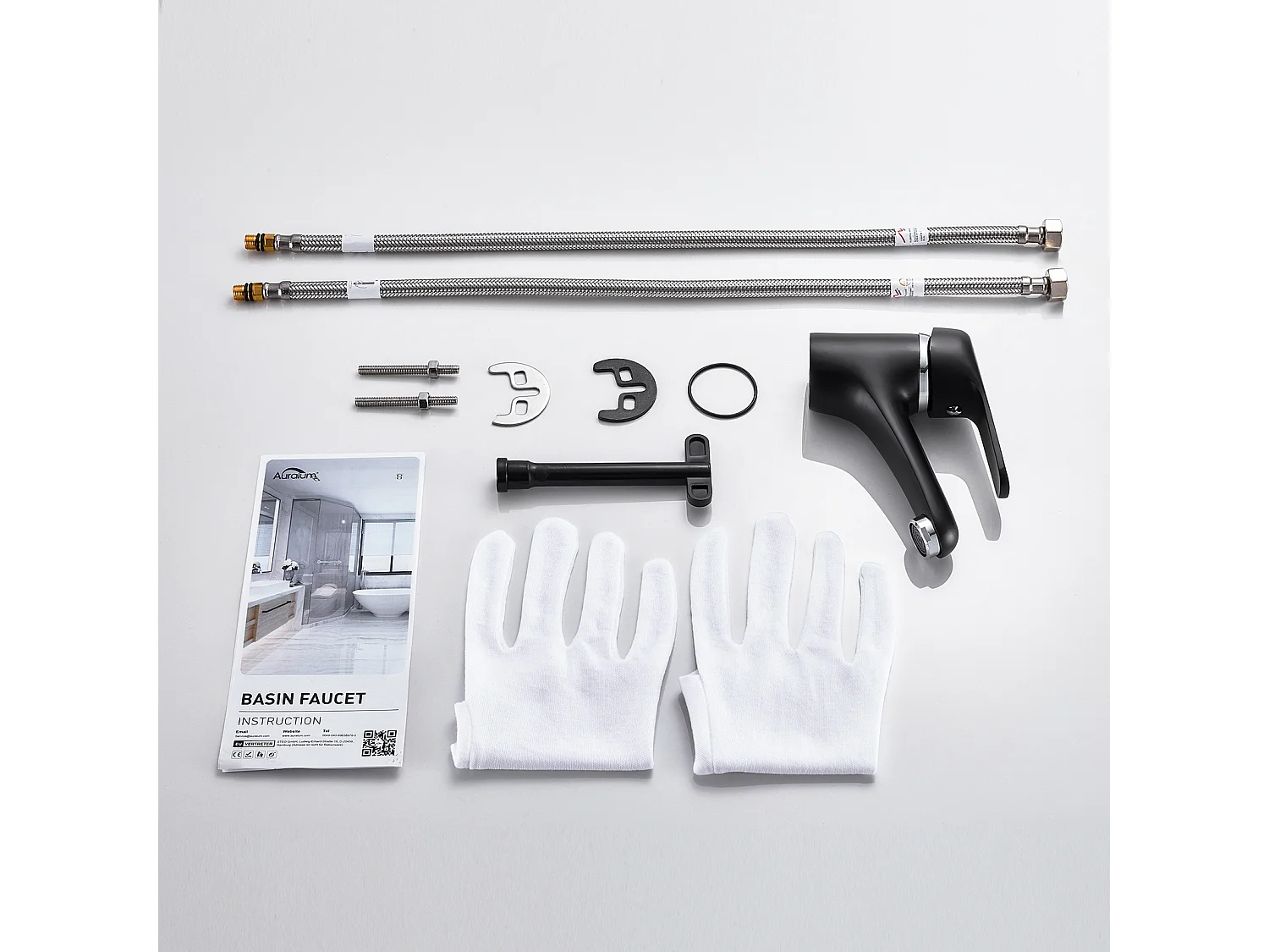 Auralum Max NoiR Rubinetto Miscelatore Lavabo con Bubbler rimovibile Miscelatore Lavabo in Ottone con Nocelo Valvola in Ceramica Acqua Calda/Fredda