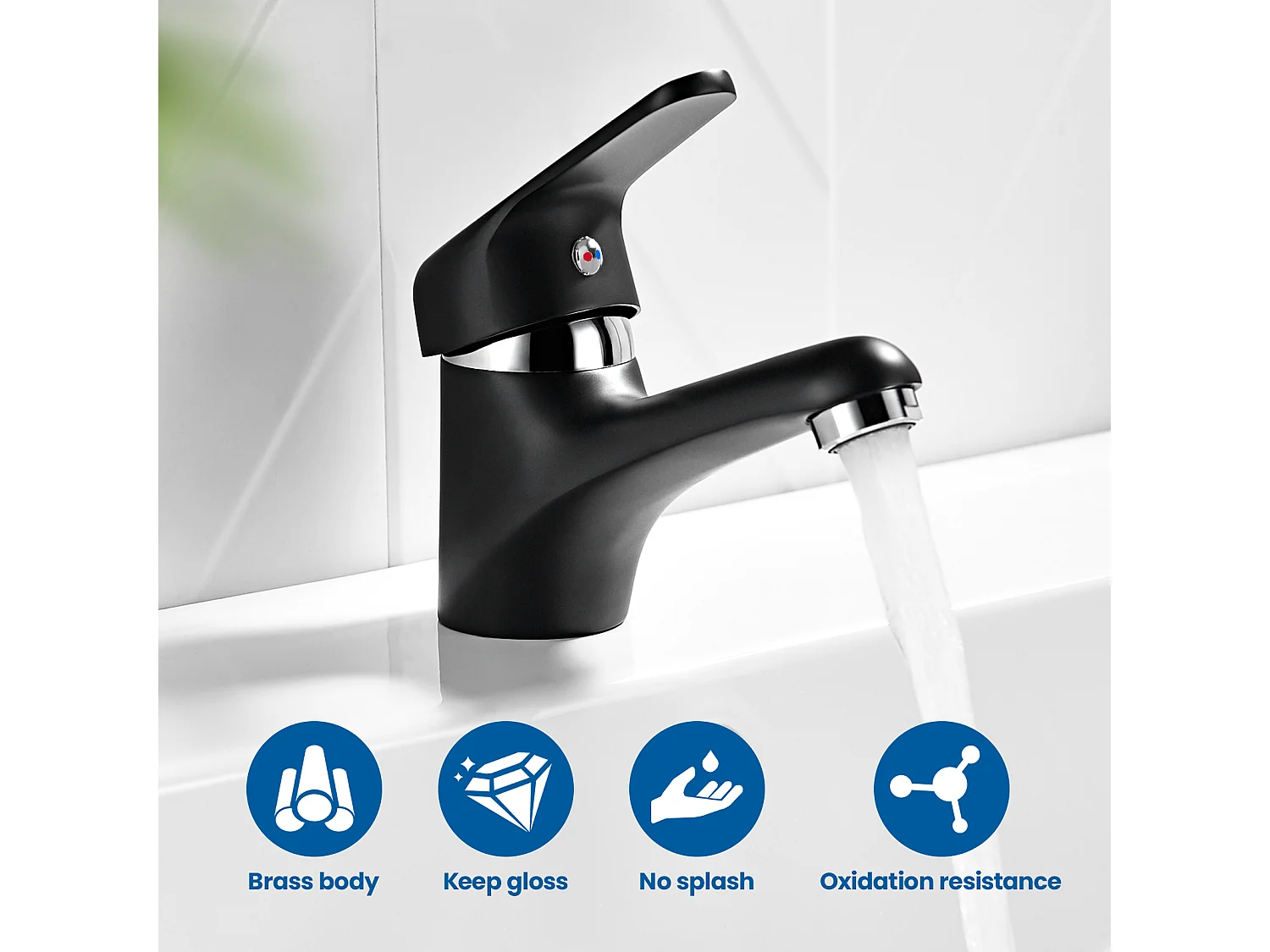 Auralum Max Noir Robinet Mitigeur Lavabo ave Bubbler amovible Mitigeur Lavabo en Laiton avec Noyau de Valve en Céramique Eau Chaude/Froide Réglable