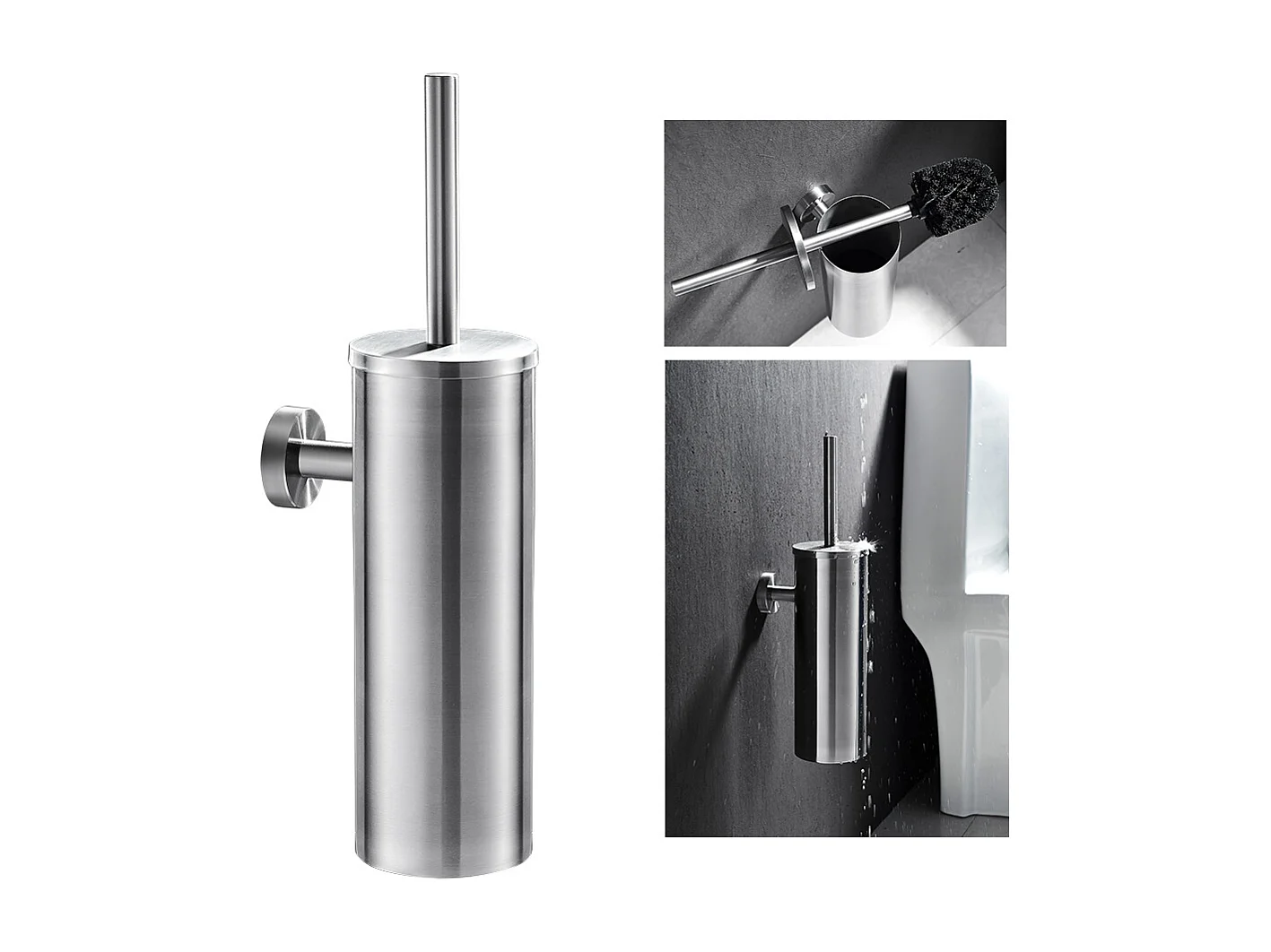 AURALUM MAX Wastafelkraan Rot WitAtion 360°, Demonteerbare Romper, Koud/warm Water + Toiletborstelhouder Roestvrij Staal Toiletborstel Wandmontage