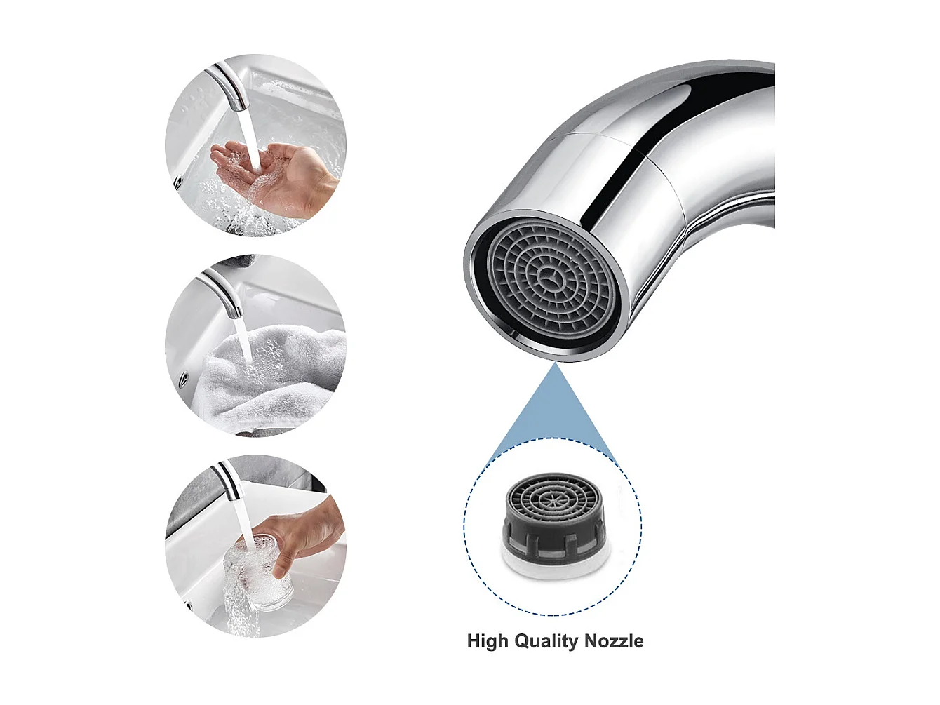 360° Draaibare Wastafelkraan,Klassieke Gebomde Design Kranen voor Badkamer,Wastafelmengkraan,Warm/Koud Handwas Verchroomd,EU Model