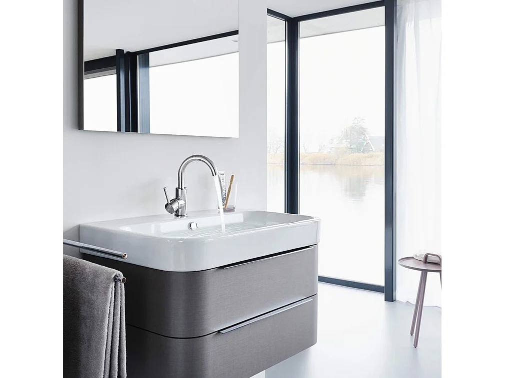 360° Draaibare Wastafelkraan,Klassieke Gebomde Design Kranen voor Badkamer,Wastafelmengkraan,Warm/Koud Handwas Verchroomd,EU Model