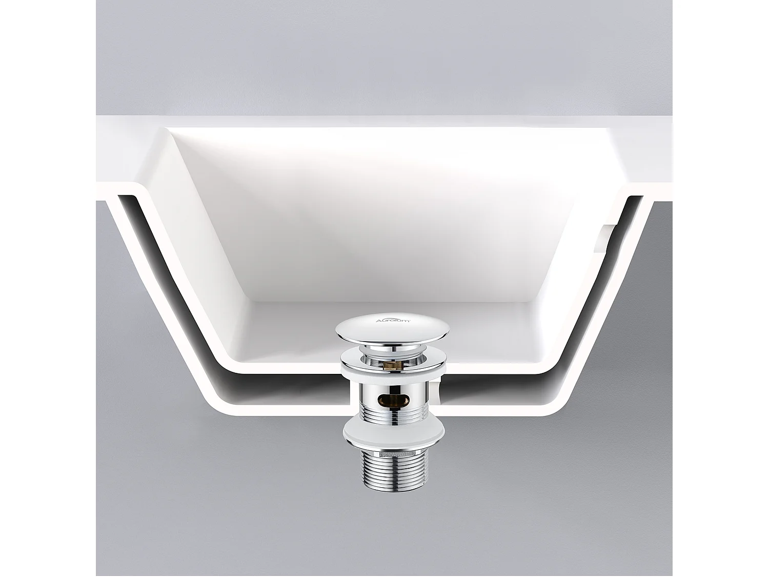 Waskraanabo,Wastafelmengkraan Badkamer Koud/Warm Water+Wastafelkraan Pop-up met Overloop Automatisch Universeel,Verchroomd