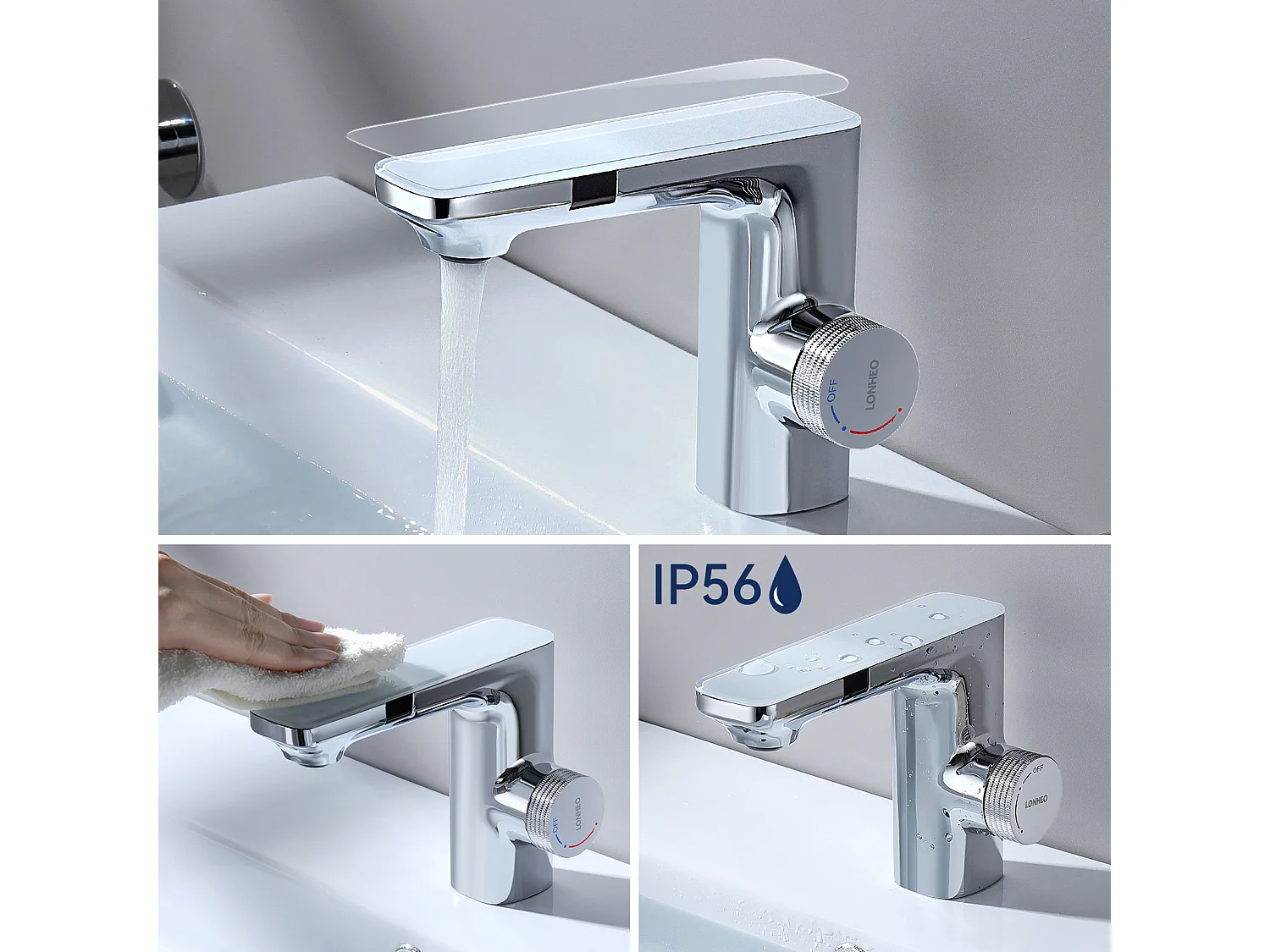 2 stücke Lonheomax Chrom Automatische Infrarot Wasserhahn mit Abnehmbarem Bubbler Dual Induction Waschbecken Mischbatterie Heiß/Kalt Wasser Bad Wasserhahn