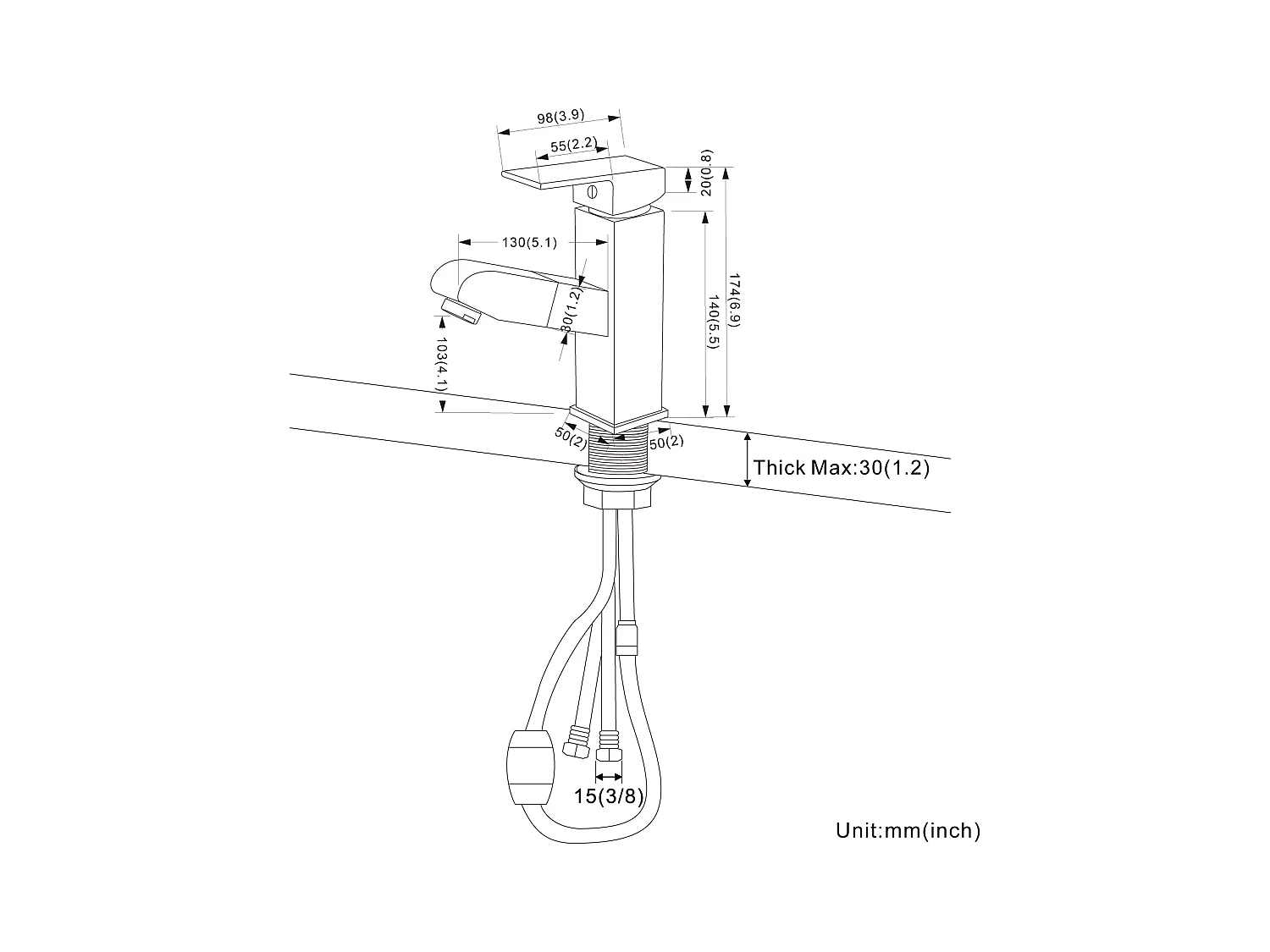 AuraLum Max Mezclador Lavabo Negro con Ducha Extraíble Moderna Monoagujero Grifo para Lavabo y Lavabo Baño Mezclador Agua y Frío,Modelo UE