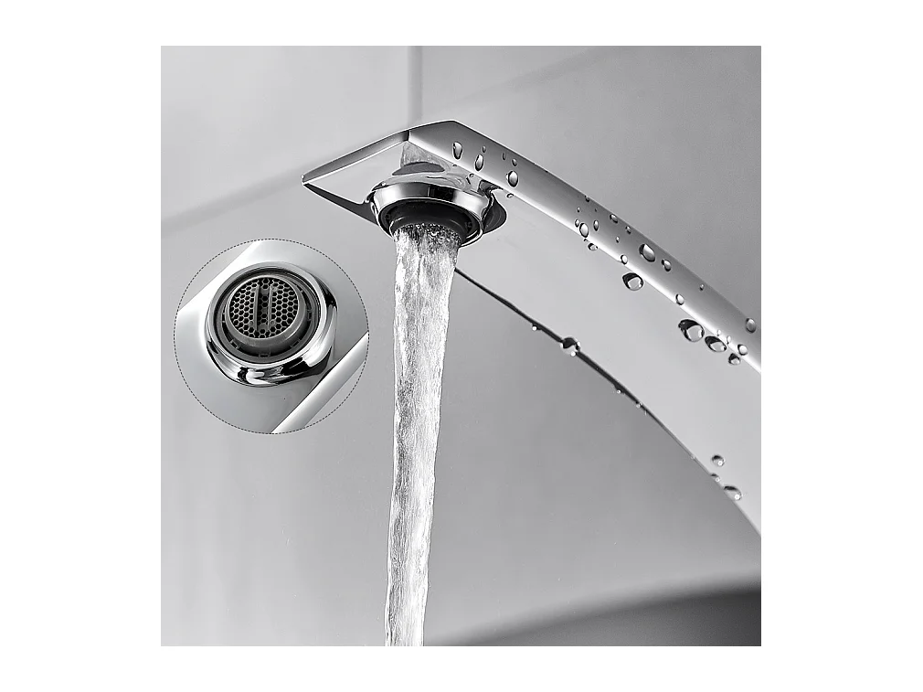 Arc Miscelatore LavaboIn Ottone Monoforo con Schiumatore Smontabile+Bonde de Lavabo Bonde Pop-up con Trop-plein Automatico Universale