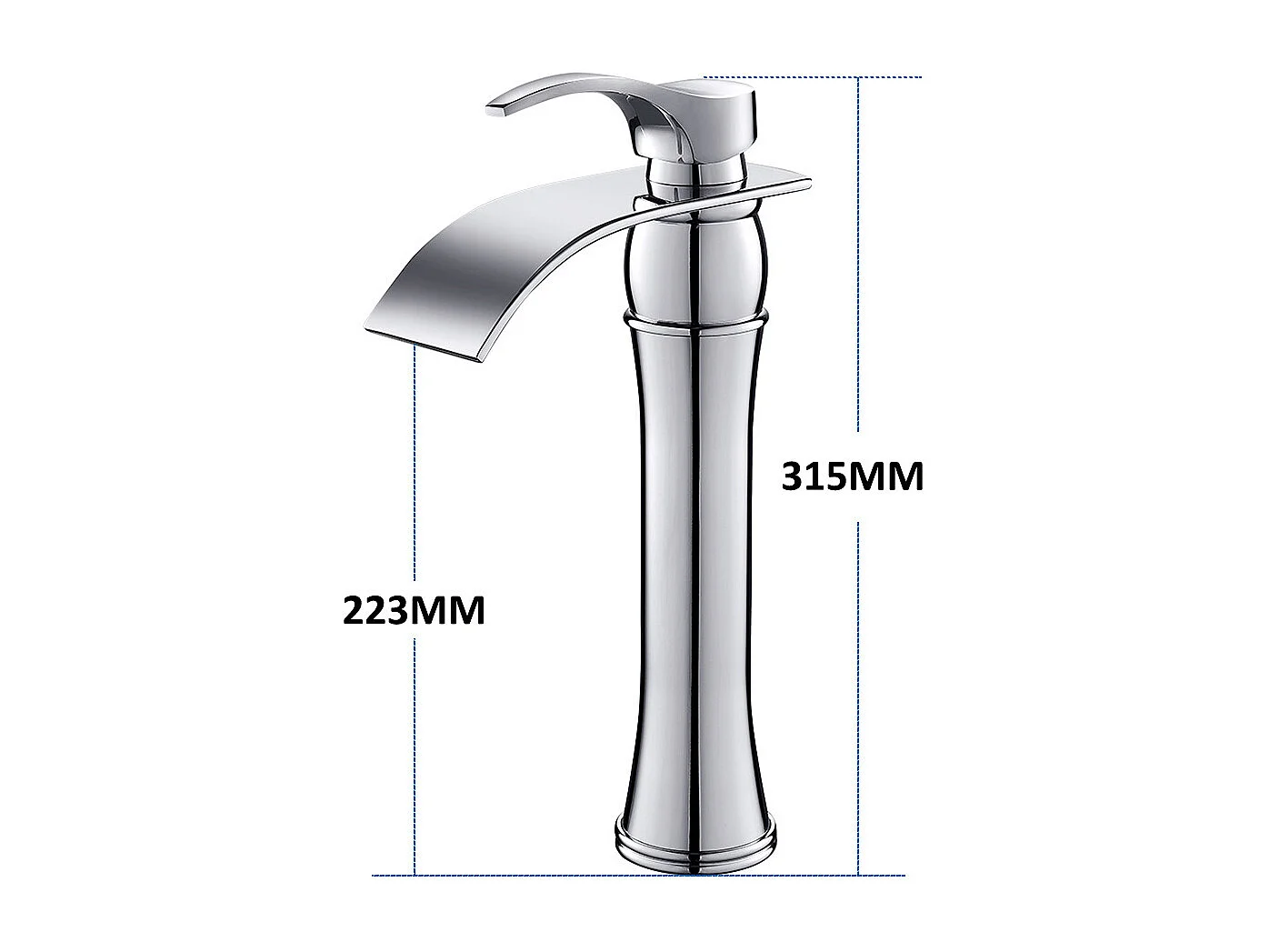 AuraLum Max Wastafelkraan Badkamer,Waterval Wastafelmengkraan,Hoge Uitloop 315mm,Wastafelkraan Messing Kranen,Verchroomd ,EU Model