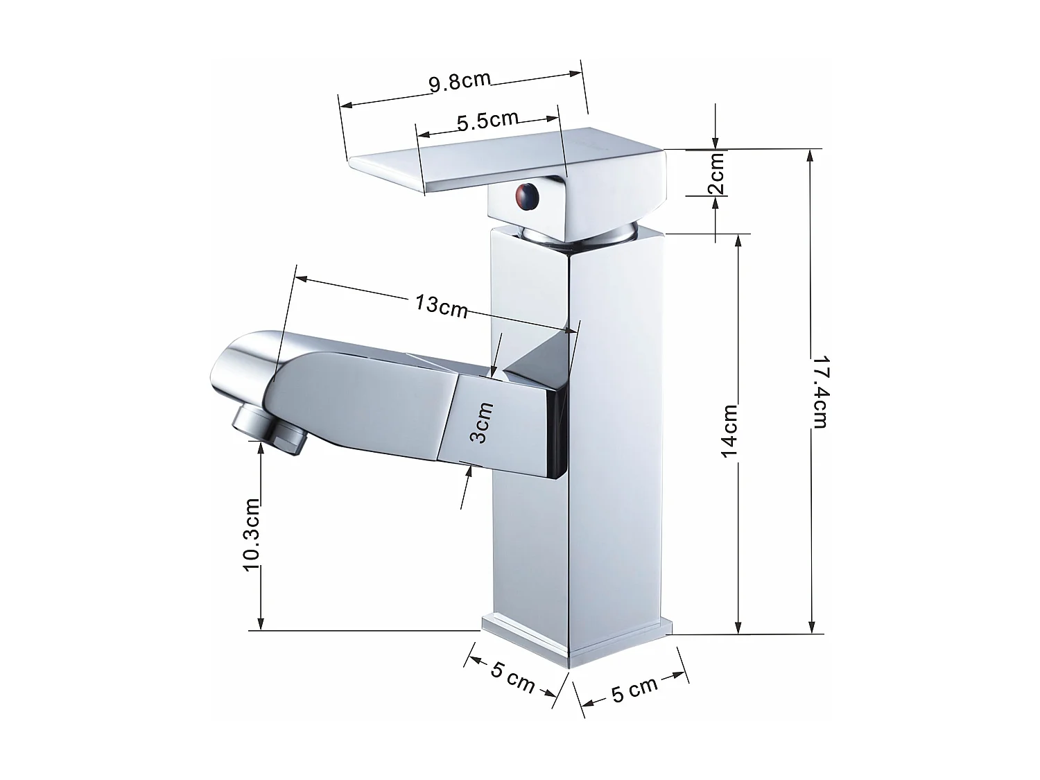 Grifo de Lavabo de Latón con Ducha Extraíble, Mezclador de Baño con 2 Modos, Aireador Desmontable, Cartucho de Cerámica, Cromado
