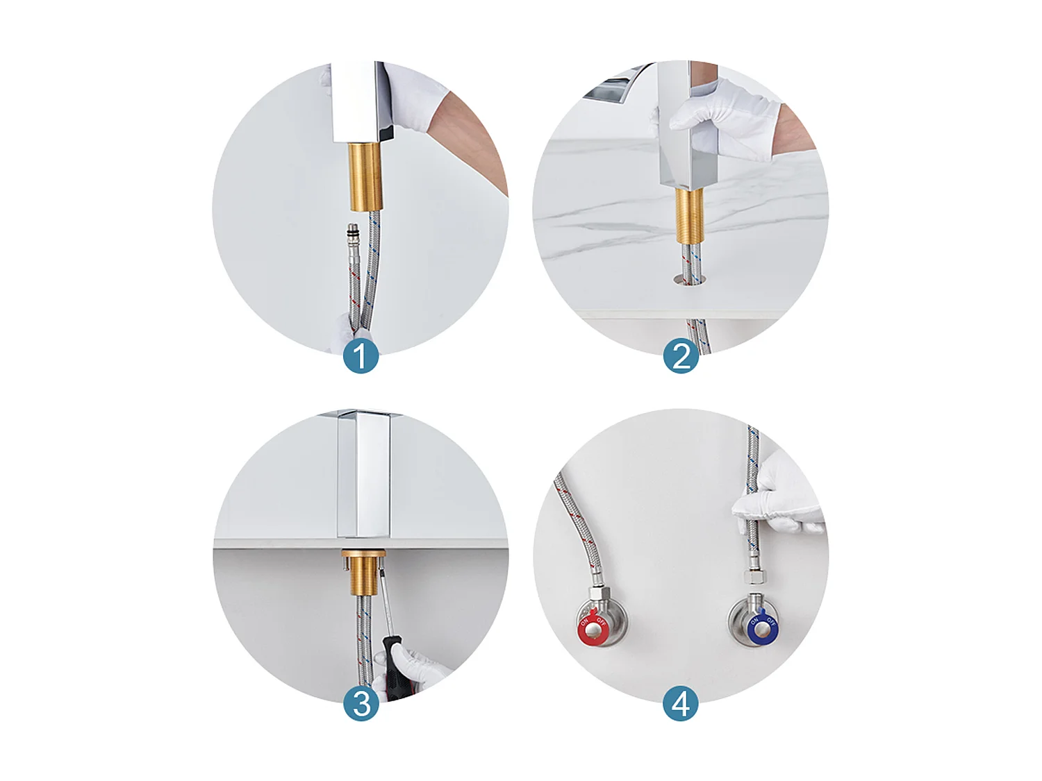 Auralum Max Wastafelkraan Waterval Verchroomd,Met Koud/Warm Water,Rvs 304+Set Badkamer Accessoire 6 Stuks,Zelfklevend/Boren,Rvs,Geborsteld