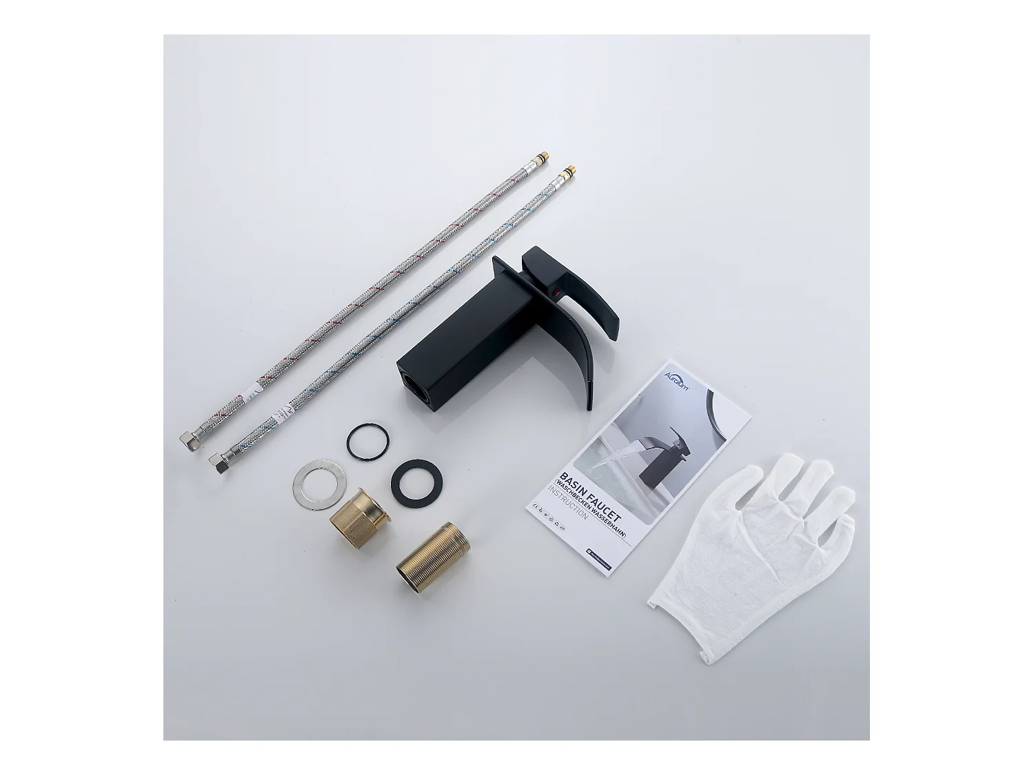 Wastafelmengkraan Waterval Zwart Modern Mengkraan Badkamer voor Opbouw Wastafel Kranen Geschikt voor Inbouw Wastafel