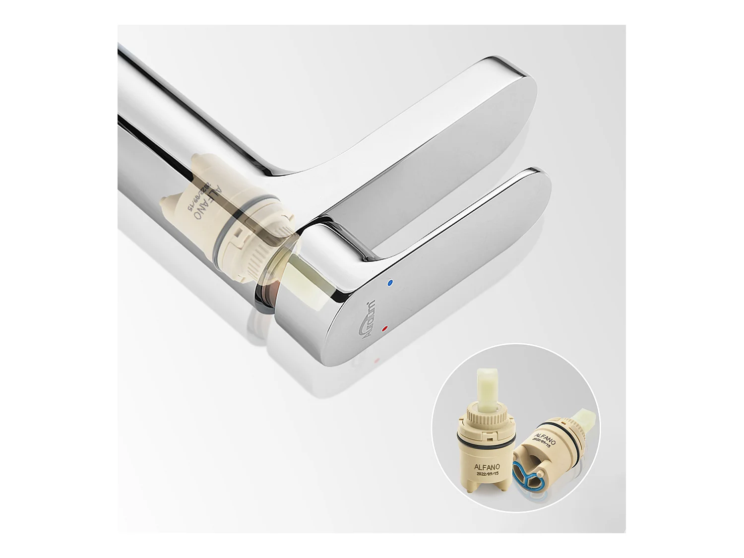 Robinet Salle Bain Moderne, Mitigeur Lavabo,Finition or Rose,Chromé+Siphon de Lavabo Forme U Tube de Siphon Anti-odeurs Siphon Ø32 mm,Chromé