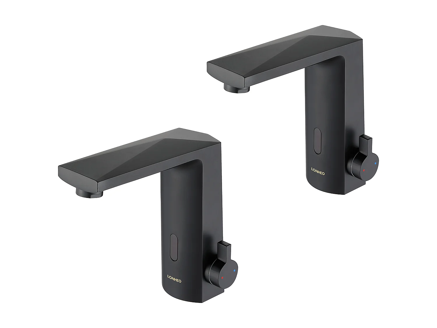 Mezclador Lavabo Sensor Infrarrojo Inteligente Automático,Negro,Agua Caliente/Fría+Cepillo WC Suspendido con Soporte de Cepillo, Acero INOX,Negro