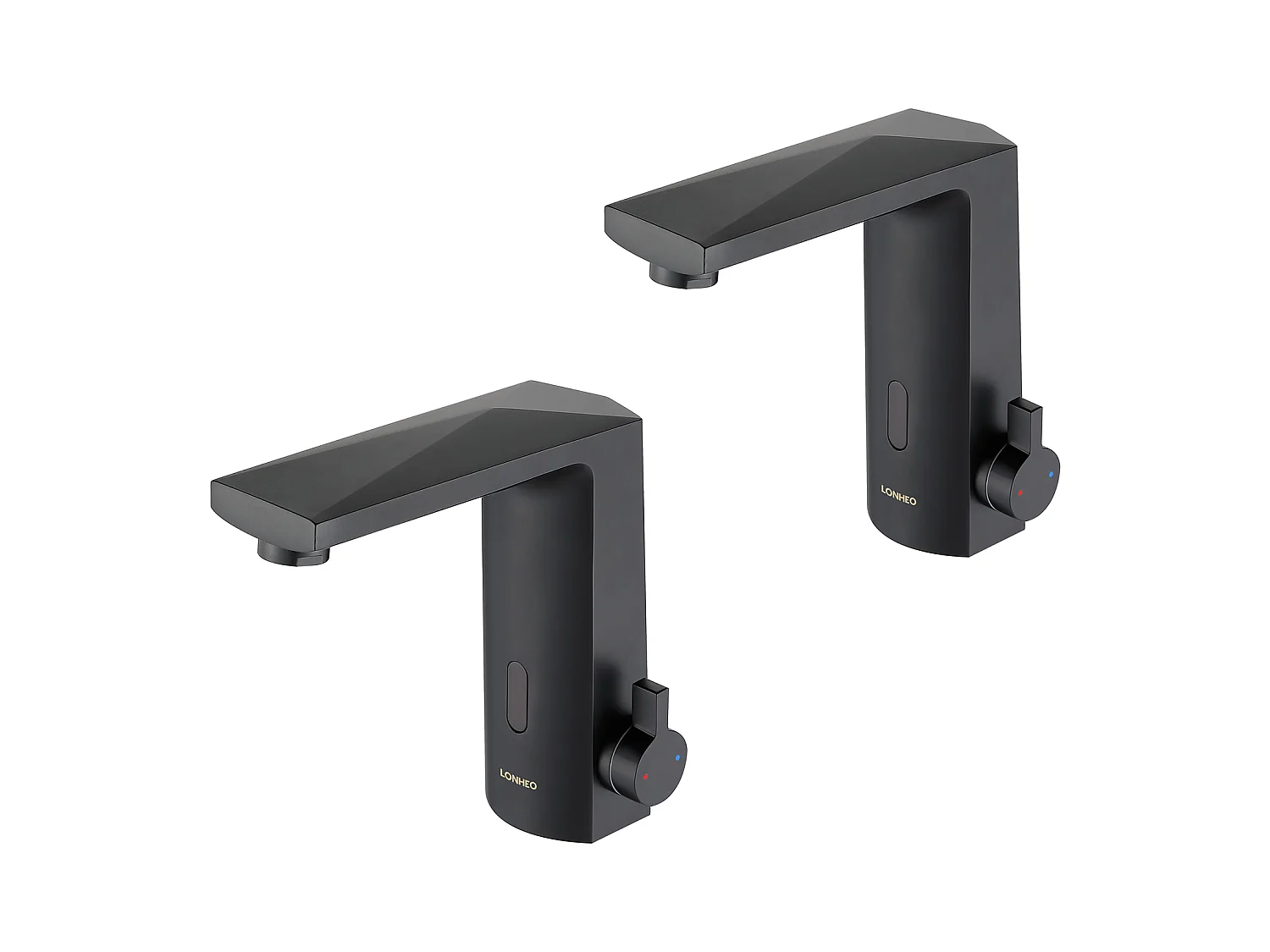 2pcs Mitigeur Lavabo Capteur Infrarouge Intelligent Automatique, Mitigeur Infrarouge Electronique Noir en Laiton à Eau Chaude et Froide