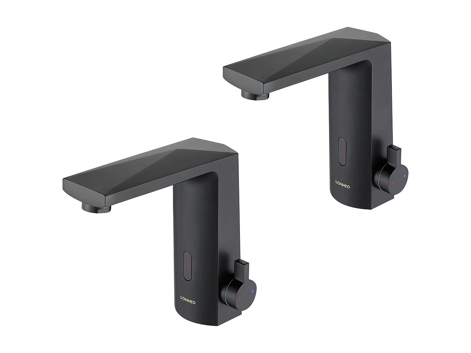 2st Wastafelmengkraan Intelligente Infraroodsensor Automatisch, MitZwart Elektronisch Infrarood Infrarood Messing Warm en Koud Water