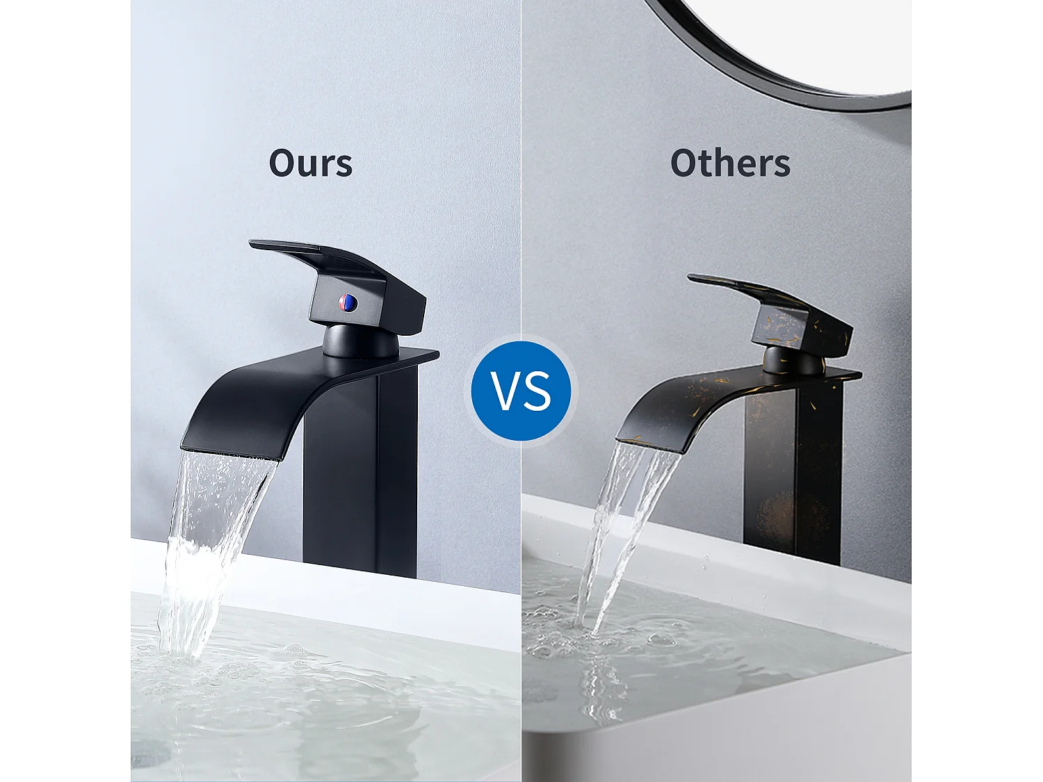 Wastafelmengkraan Waterval Zwart Modern voor WastafelkraanVoor Wastafel en Wastafel Badkamer Kranen Mengkraan Water en Koud, EU Model