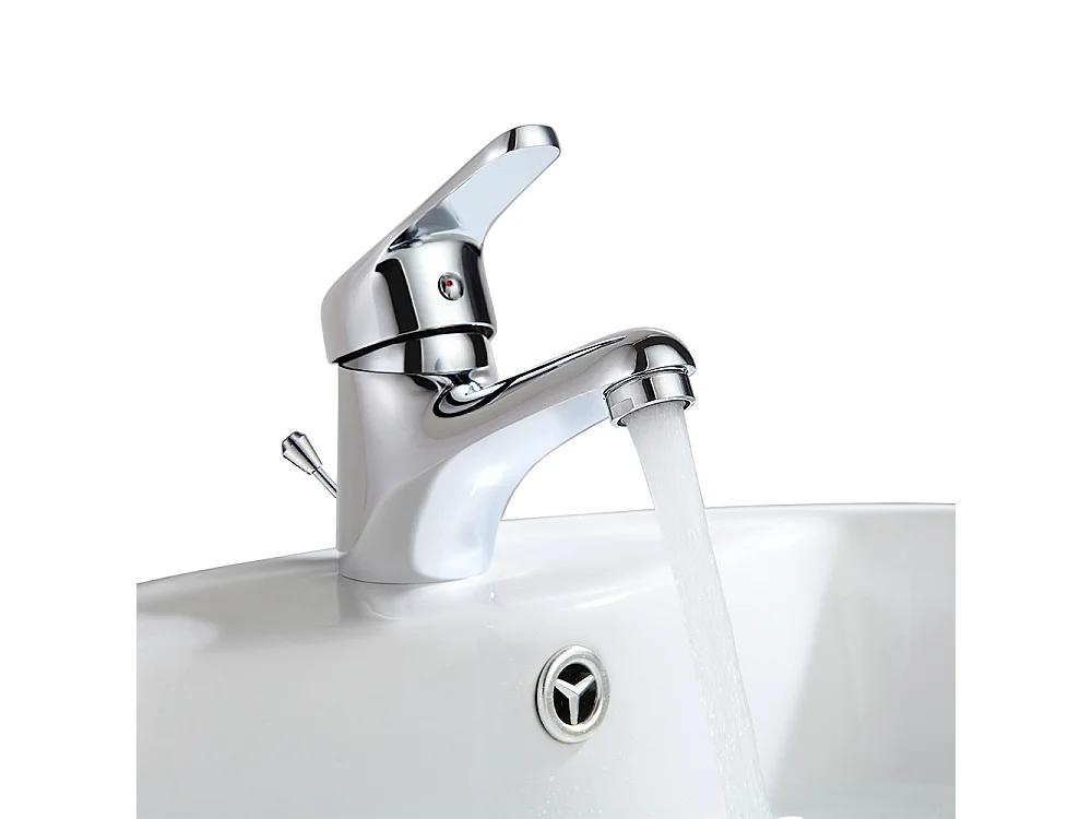 Mitigeur Lavabo Monotrou avec Tirette Vidage,Bonde Incluse, Chromé+Porte Serviette Salle Bain Adhésif/Perçage,Barres Porte Serviettes Mural,Brossé