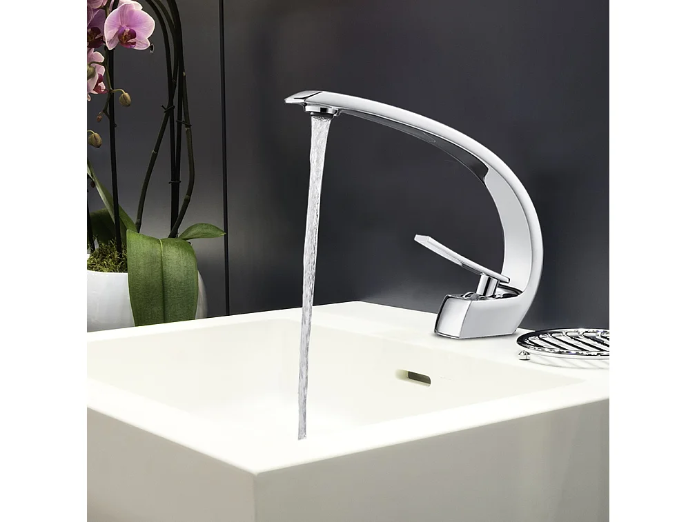 AuraLum Max Kranen van deBadkamer vabo Verchroomde badkamer mengkraan Messing wastafelkraan Wastafelmengkraan ,EU Model