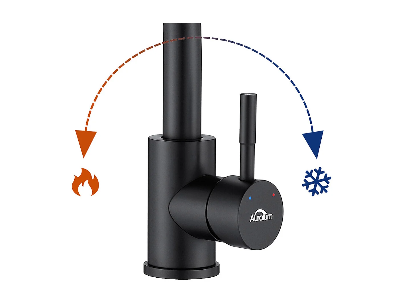 Zwarte wastafelkraan met demonteerbare trimmer, 360° rotatie + toiletborstel hangend toilet met borstelhouder, RVS, zwart