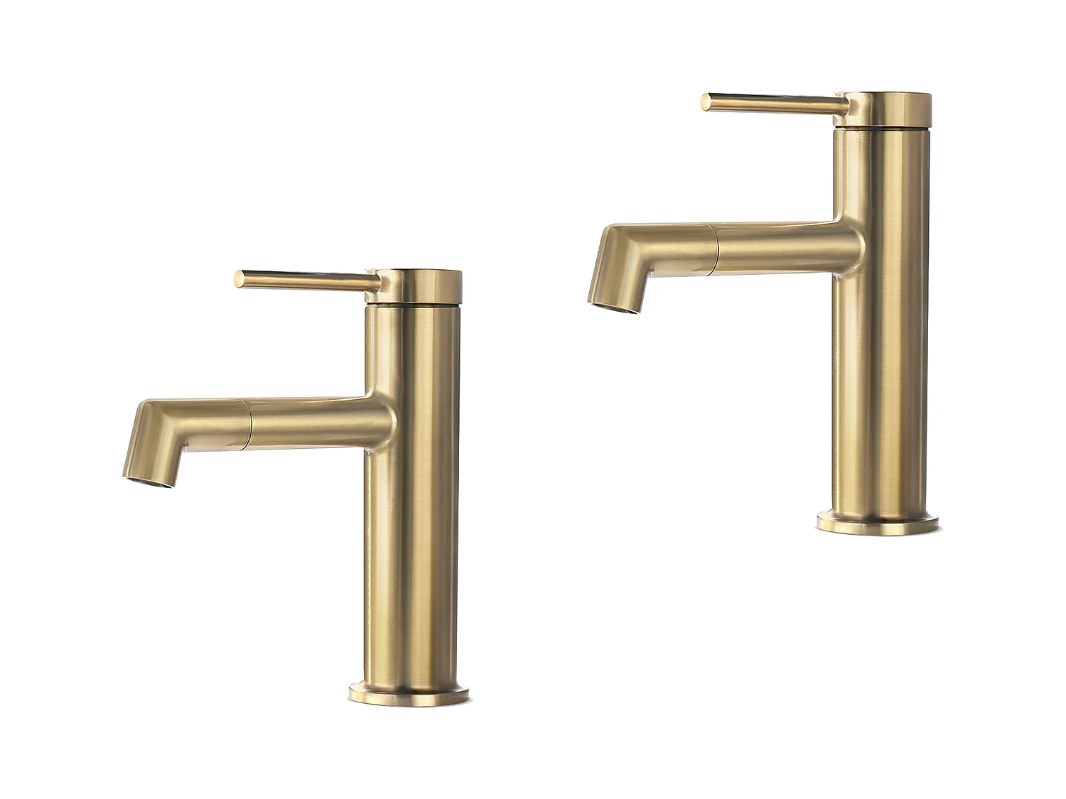 2pcs Robinet  de Lavabo Bec Rotation 360°, Mitigeur à Eau Chaude et Froide pour Vasque, Robinet de Salle de Bain avec Barboteur Démotable, Doré