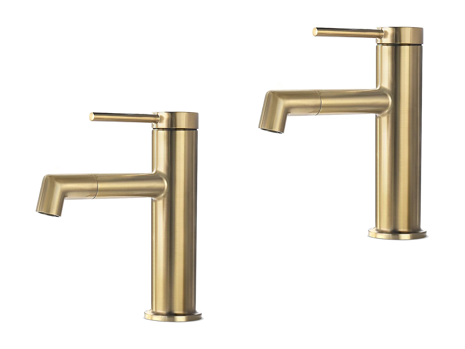 2pcs Robinet  de Lavabo Bec Rotation 360°, Mitigeur à Eau Chaude et Froide pour Vasque, Robinet de Salle de Bain avec Barboteur Démotable, Doré