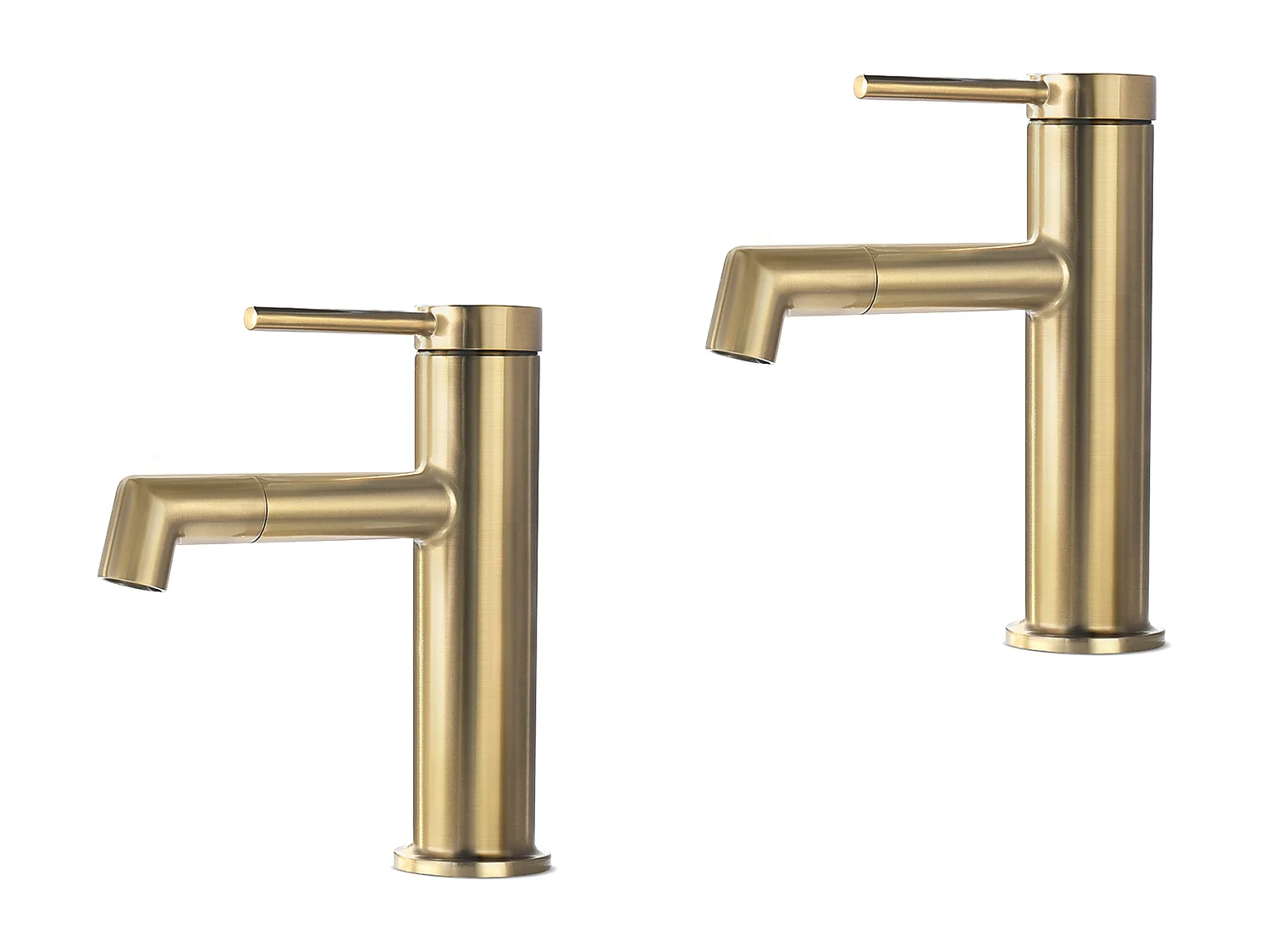 2pcs Rubinetto per lavabo Becco Rotazione 360°,Miscelatore ad acqua calda e fredda vasca,rubinetto del bagno con sguainetto demotable,dorato