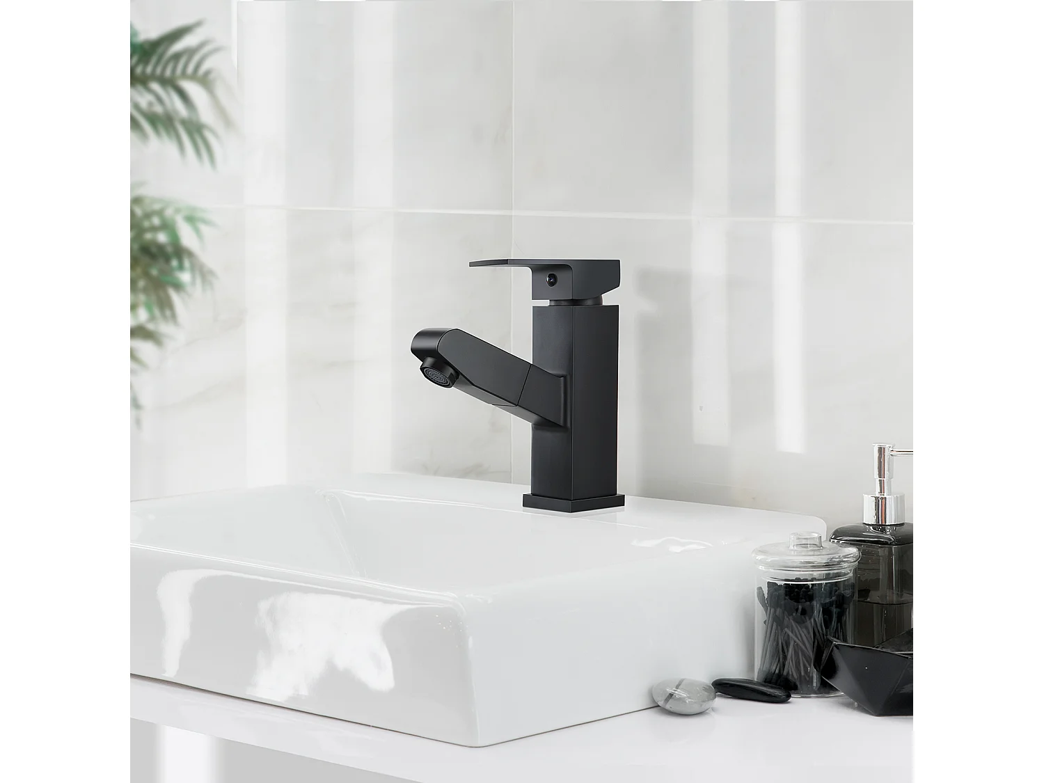 Badkamerkraan handdouche zwart, enkele hendel, warm/koud water met 2 slangen, wastafelmengkraan wastafelmengkraan badkamerkraan