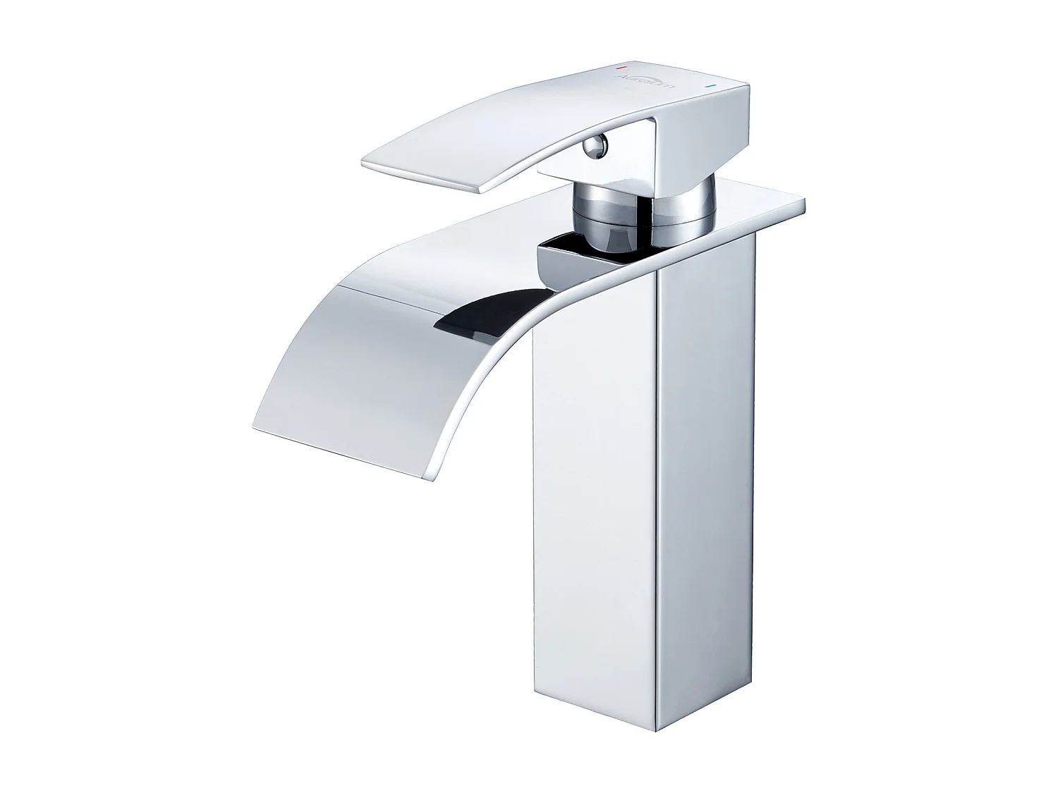 Auralum Max Wasserfall-Badezimmerarmatur, 304 Edelstahl Badezimmer-Waschbeckenarmatur mit Keramik-Kartusche, heißes/kaltes Wasser, Chrom