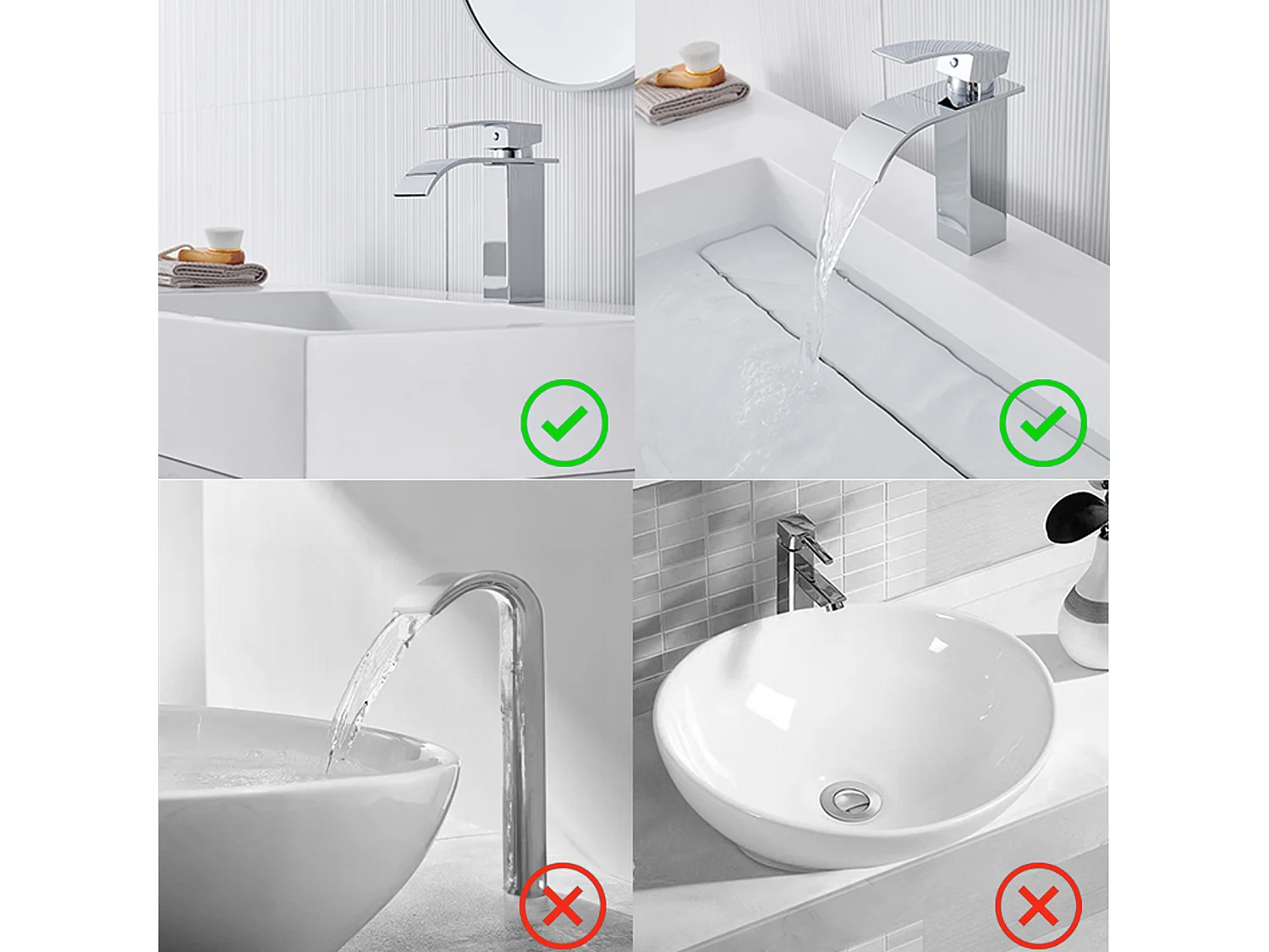 Auralum Max Robinet Salle Bain Cascade,Lavabo Salle de Bains en Acier Inoxydable 304 avec cartouche en céramique,L'eau Chaude/Froide,Chromé